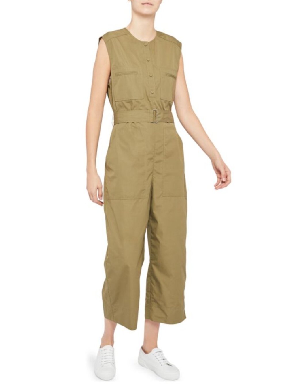 Theory "Cargo" Sleeveless Jumpsuit | Fox Olive | Size P (Petite XS)